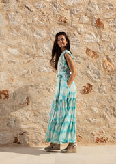 Robe portefeuille Izzy // Benirras Print - Celeste