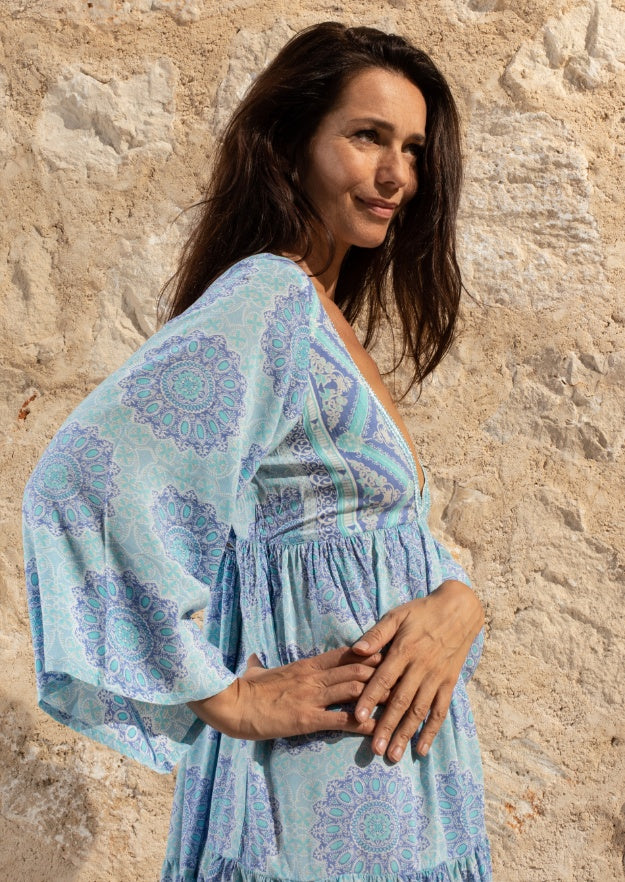 Abito a Tunica Faye // Benirras Print - Acqua