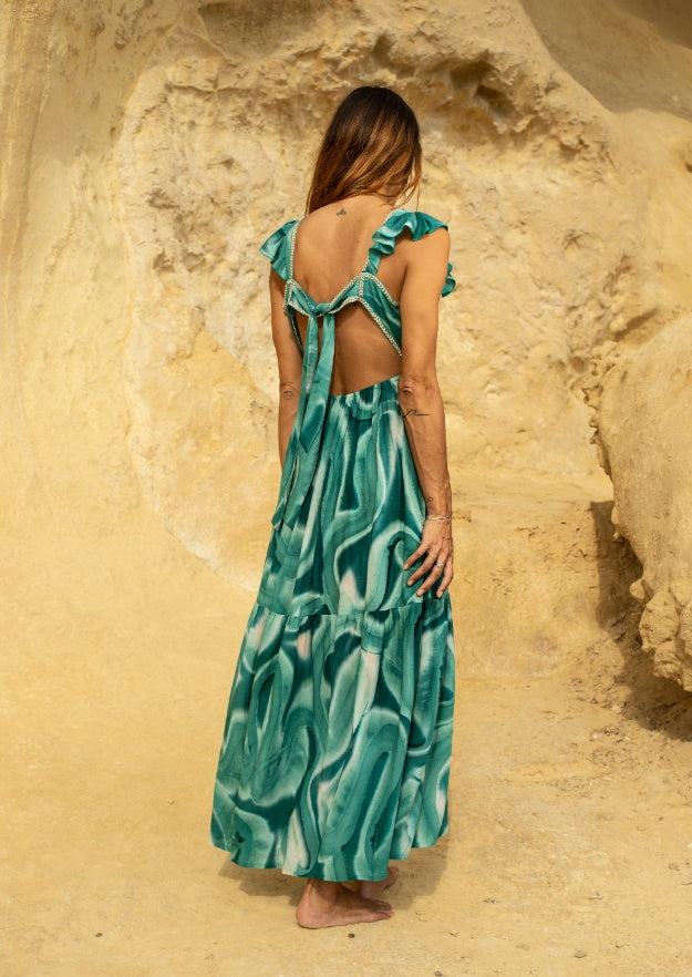Jacinda Dress // Es Canar Tie Dye - Green
