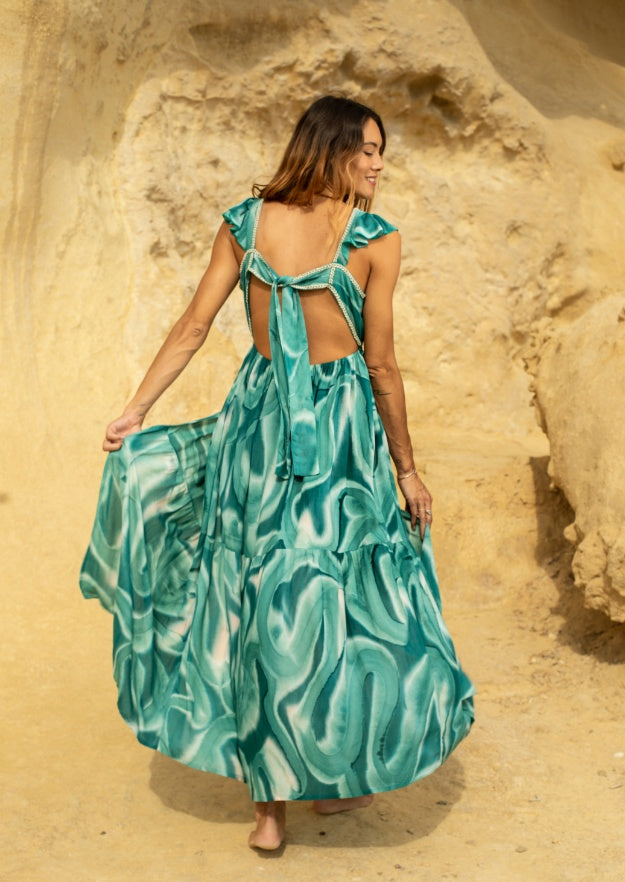 Robe Jacinda // Es Canar Tie Dye - Vert