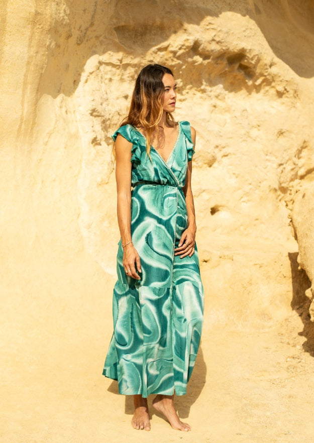 Jacinda Dress // Es Canar Tie Dye - Verde 