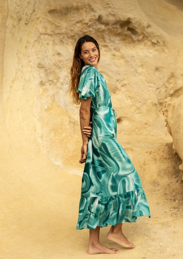  Edie Duster Dress // Es Canar Tie Dye - Verde
